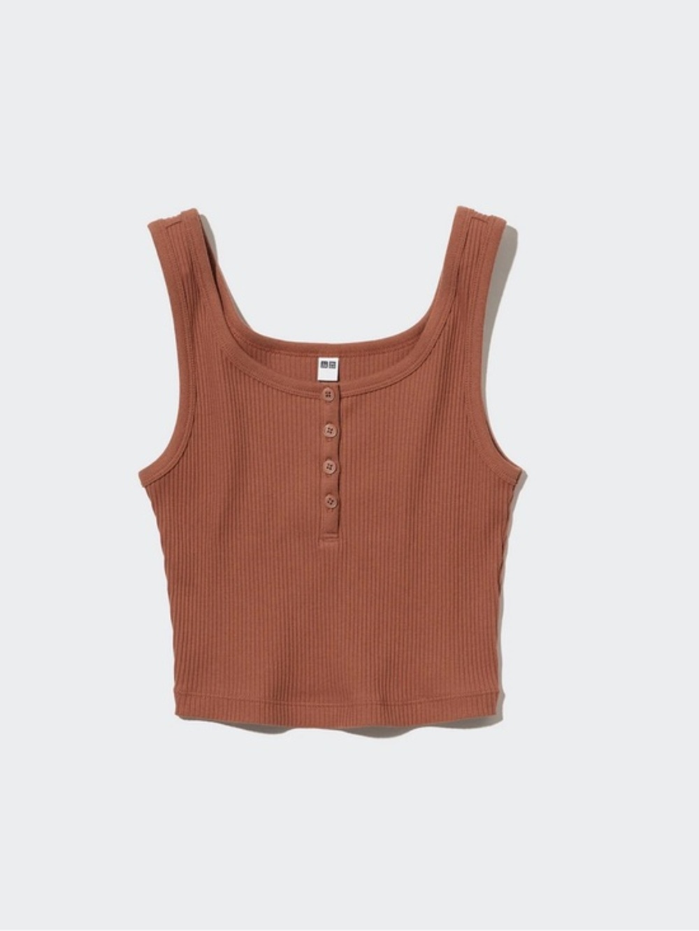 Uniqlo Ribbed Henley Neck Cropped Vest Top Sz X-Small